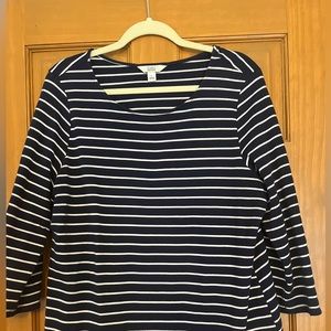 Size large, navy blue and white stripe shirt